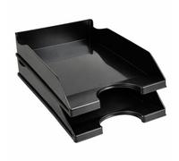 Exacompta - Réf. 123014D - Lot de 2 corbeilles à courrier ECOTRAY - dimensions34 x 25 x 6,5 cm - pour Documents au Format A4+ - Couleur Noir - certifié Ange Bleu