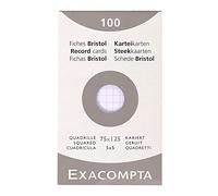 Exacompta - Étui de 100 fiches bristol 75 x 125 mm quadrillées 5x5 non perforées blanc 210 g