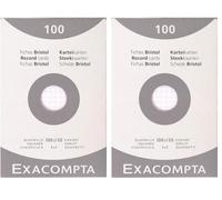 Exacompta - Réf. 13202E - Étui de 100 fiches bristol quadrillées 5x5 non perforées - format 100 x 150 mm - compatibles avec imprimante jet d'encre, laser et photocopieur - couleur blanc (Lot de 2)