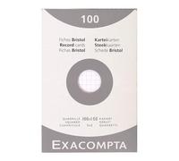 Exacompta - Réf. 13202E - Étui de 100 fiches bristol quadrillées 5x5 non perforées - format 100 x 150 mm - compatibles avec imprimante jet d'encre, laser et photocopieur - couleur blanc