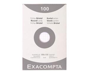Exacompta - Réf. 13202E - Étui de 100 fiches bristol quadrillées 5x5 non perforées - format 100 x 150 mm - compatibles avec imprimante jet d'encre, laser et photocopieur - couleur blanc