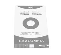 Exacompta Étui de 100 fiches bristol 125 x 200 mm quadrillées 5x5 non perforées blanc