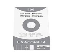 Exacompta - Réf. 13209E - Étui de 100 fiches bristol quadrillées 5x5 non perforées - format 105 x 148 mm - compatibles avec imprimante jet d'encre, laser et photocopieur - couleur blanc