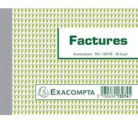 Exacompta - Réf. 13274SE - Carton de 40 manifolds FACTURES - sous film - 50 feuillets numérotés et autocopiants - duplicatas (1 original + 1 copie) - format 105 x 135 mm - fabriqués en France