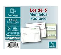 Exacompta Manifolds factures Réf.13274SE – Lot de 5 – 50 feuillets numérotés autocopiants 105×135 mm