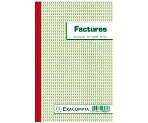 Exacompta - Réf. 13281E - 1 Manifold FACTURES - 50 feuillets numérotés et autocopiants - triplicatas (1 original + 2 copies) - format 210 x 135 mm - fabriqué en France
