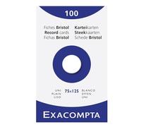 Fiche bristol 75 x 125 mm unie blanche Exacompta - Boîte de 100