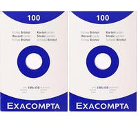 Exacompta - Réf. 13302E - Étui de 100 fiches bristol unies non perforées - format 100 x 150 mm - compatibles avec imprimante jet d'encre, laser et photocopieur - couleur blanc (Lot de 2)