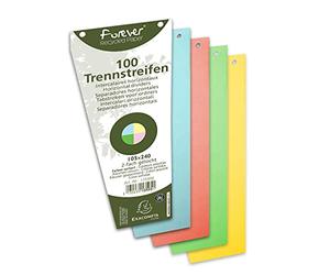 Exacompta - Réf. 13595E - Paquet de 100 fiches intercalaires trapézoïdales unies perforées Forever - séparateur pour classeur/classeur à levier - sous film - format 105 x 240 mm - couleurs assorties