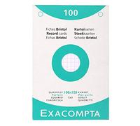 Exacompta Fiche bristol blanche petit carreaux 100x150 mm 205 g 100 fiches perforées