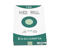 EXACOMPTA Lot de 5 Étuis de 100 fiches bristol ligné non perforé 125x200mm Vert