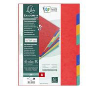 Exacompta - Réf. 1408E - Carton de 25 intercalaires en véritable carte lustrée souple 225g/m2 FSC® avec 8 onglets neutres - Format à classer A4 - Dimensions 22,5 x 29,7 cm - couleurs assorties