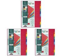 Exacompta - Réf. 1410E - Intercalaires en véritable carte lustrée souple 225g/m2 FSC avec 10 onglets neutres - Format à classer A4 - Dimensions 22,5 x 29,7 cm - couleurs assorties (Lot de 3)