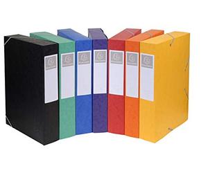 Exacompta - Réf. 16000H - 10 boites de classement avec élastiques CARTOBOX - livrées à plat -dos de 6 cm - carte lustrée 7/10ème - 600g/m²-dimensions 25x33cm-format à classer A4-7 couleurs assorties