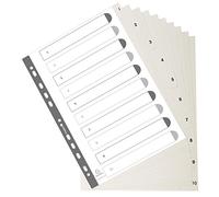 Exacompta - Réf. 1710E - Carton de 20 intercalaires gris en polypropylène recy vec 10 onglets imprimés numériques de 1 à 10 - Format à classer A4 -Dimensions 22,5 x 29,7 cm - certifiés Ange Bleu