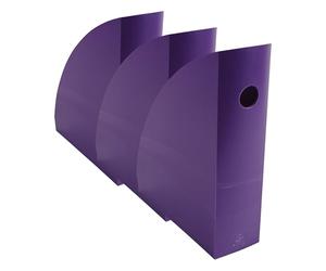 Exacompta - Réf. 18220D - 1 porte revues MAG CUBE - Dimensions 26,6 x 8,2 x 30,5 cm - Pour documents au format A4 et A4 maxi - Garantie 25 ans - Couleur Violet Opaque (Lot de 3)