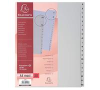 Exacompta - Réf. 1920E - Intercalaires gris en polypropylène recyclé avec 20 onglets imprimés alphabétiques de A à Z - Format à classer A4 maxi - Dimensions 24,5 x 29,7 cm - certifiés Ange Bleu
