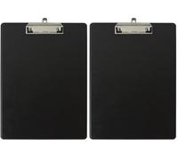 Exacompta - Réf. 19291E - Porte-bloc à pince avec pochette plastique sur le dos - Système d'accroche mural - Dimensions : 23 cm x 32 cm pour document format A4 - Coloris noir (Lot de 2)
