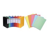 Exacompta - Réf. 19500H - 10 boites de classement avec élastiques CARTOBOX - livrées à plat & Paquet de 250 sous-chemises SUPER 60 en carte 60 g, coloris assortis pastels