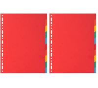 Exacompta - Réf. 2010E - Intercalaires en carte coloris vifs recy 220g/m2 avec 10 onglets neutres - Format à classer A4 - Dimensions 22,5 x 29,7 cm (Lot de 2)