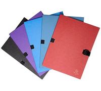 Exacompta - Réf. 21590E - Carton de 10 chemises à dos extensible en papier toilé vernis couleur N'clip - 1 rabat - fermeture par clip très pratique - dim 24 x 32 cm - pour A4 - couleurs assorties