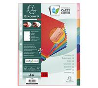Exacompta - Réf. 2210E - Intercalaires en carte lustrée 225g/m2 FSC® avec 10 onglets neutres en couleurs - renforcés et plastifiés - Bande de perforation renforcée - Format à classer A4