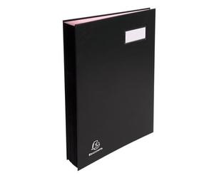 Exacompta - Réf. 22180E - Carton de 5 parapheurs direction - dos à soufflets toilé - porte-étiquette - couverture plastifiée - 18 compartiments en carte rose - 3 perforations - 24x32 cm - assorties