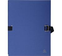 Exacompta - Réf. 223229E - Carton de 10 chemises à dos extensible en papier toilé couleur - fermeture par sangle avec rabat en pied - boucle à coulisseau cranté - dim 24 x 32 cm - couleur bleu foncé