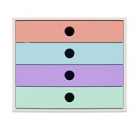 Exacompta - Réf. 227707D - FILIBOX Candy Tidy - Caisson blanc 4 tiroirs fermés pour document A4 + - Dimensions extérieures : Prof. 34,8 x Largeur 28,4 x Hauteur 23,4 cm - 4 couleurs assorties