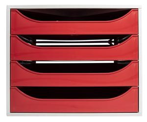 Exacompta - Réf. 2286107D - Module Économique à Tiroirs Ecobox - Caisson Individuel à 4 Tioirs pour Document A4 et A4+ - Dimensions 34,8 x 28,4 x 23,4 cm - Coloris Rouge