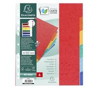 Exacompta - Réf. 2406E - carton de 50 intercalaires en véritable carte lustrée souple 225g/m2 FSC® avec 6 onglets neutres - Format à classer A4 maxi - Dimensions 24,5 x 29,7 cm - couleurs assorties