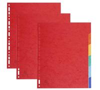 Exacompta - Réf. 2406SE - Pack de 3 jeux d'intercalaires en véritable carte lustrée souple 225g/m2 FSC® avec 6 onglets neutres - Format à classer A4 maxi - Dim 24,5 x 29,7 cm - couleurs assorties