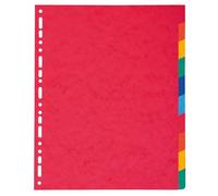 Exacompta - Réf. 2410E - Carton de 10 Intercalaires en véritable carte lustrée souple 225g/m2 FSC® avec 10 onglets neutres - Format à classer A4 maxi - Dimensions 24,5 x 29,7 cm - couleurs assorties