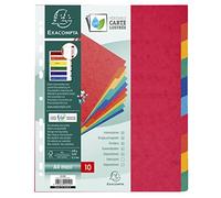 Exacompta - Réf. 2410E - Intercalaires en véritable carte lustrée souple 225g/m2 FSC® avec 10 onglets neutres - Format à classer A4 maxi - Dimensions 24,5 x 29,7 cm - couleurs assorties