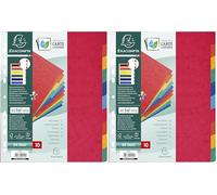 Exacompta - Réf. 2410E - Intercalaires en véritable carte lustrée souple 225g/m2 FSC® avec 10 onglets neutres - Format à classer A4 maxi - Dimensions 24,5 x 29,7 cm - couleurs assorties (Lot de 2)