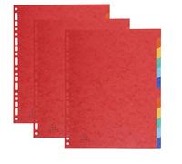 Exacompta - Réf. 2412SE - Pack de 3 jeux d'intercalaires en véritable carte lustrée souple 225g/m2 FSC® avec 12 onglets neutres - Format à classer A4 maxi - Dim 24,5 x 29,7 cm - couleurs assorties