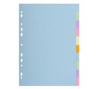 Exacompta - Réf. 2610E - Carton de 25 Intercalaires en carte pastel 170g/m2 Forever avec 10 onglets neutres - format à classer A4 et A4+ - dimensions 24,5 x 29,7 cm - couleurs assorties pastels