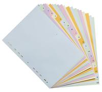 Exacompta - Réf. 2621E - Carton de 20 Intercalaires en carte pastel 170g/m2 Forever avec 20 touches imprimées alphabétiques de A à Z - pour A4 - dim 22,5x29,7 cm - couleurs assorties pastels