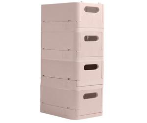 Exacompta - Réf. 27131D - Carton de 4 caisses pliables, casiers, multi-usages SMARTCASE - Livrées à plat, dimensions non pliées : Prof.27,6 x larg.18,8 x Haut.12 cm - Nude