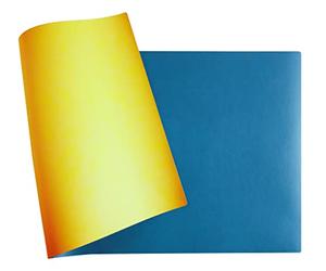 Exacompta - Réf. 29145E - 1 Sous-mains souple Home Office - en simili cuir polyuréthane bicolore - souple et résistant, tapis de souris - 40x80 cm - couleur turquoise/safran - livré roulé