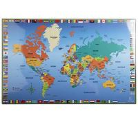 Exacompta - Réf. 29790E - 1 Sous-main en carton rigide rembordé - recto et verso en PVC pour résister à un usage quotidien - format 37,5 x 57,5 cm - visuel monde - livré à plat