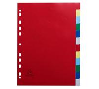 Exacompta - Réf. 3012E - Carton de 50 Intercalaires en polypropylène souple avec 12 onglets neutres - Indéchirables - Format à classer A4 - Dimensions 22,5 x 29,7 cm - Couleurs assorties