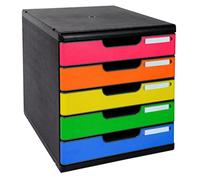 Exacompta - Module de classement Modulo A4 - 5 tiroirs fermés A4+ - Noir/arlequin