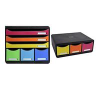 Exacompta - Réf. 306798D - Store-Box - Caisson 6 tiroirs, 3 tiroirs, 27 x 35,5 x 27,1 cm- Noir/arlequin & 318798D Toolbox Maxi Caisson Individuel à 3 Tiroirs Iderama Noir/Arlequin
