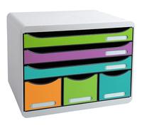 Module de classement Exacompta Iderama Store Box 6 tiroirs - blanc/assortis