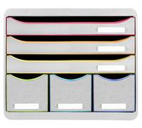 Module de classement Storebox 6 tiroirs Black Office - Blanc/arlequin
