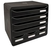 Exacompta - Réf. 307714D - STORE-BOX - Caisson 7 tiroirs, 4 tiroirs pour documents A4+ et 3 tiroirs MINI - Dimensions extérieures : Profondeur 27 x largeur 35,5 x Hauteur 27,1 cm- Noir/noir glossy