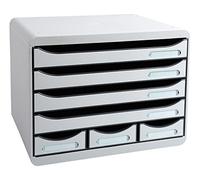 Exacompta - Module de classement Storebox 7 tiroirs Office - 4 tiroirs A4+ et 3 MINI - Gris lumière