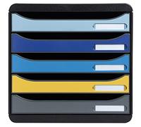 Module de classement Exacompta Big Box Plus 5 tiroirs - noir / bleu / safran