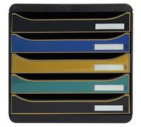 Module de classement Exacompta Big Box Plus 5 tiroirs - noir / bleu